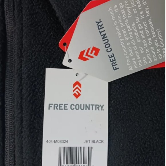 FREE COUNTRY mens Jacket Jet Black Zip-Up Hang Out Fleece Size Small - Picture 7 of 9
